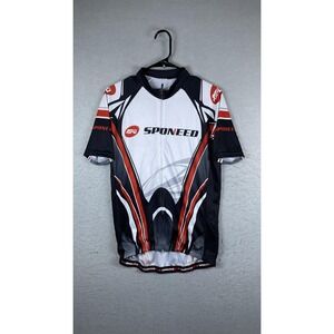 Sponeed Cycling Jersey Mens Medium White Black Red Full Zip Short Sleeve Bike